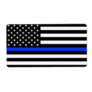 Dunne Blauwe Lijn Politie Vlag Etiket