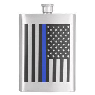 Dunne Blauwe Lijn Politie Vlag Flacon