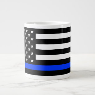 Dunne Blauwe Lijn Politie Vlag Grote Koffiekop