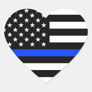 Dunne Blauwe Lijn Politie Vlag Hart Sticker