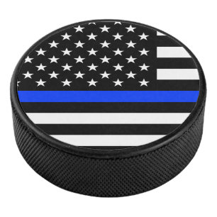 Dunne Blauwe Lijn Politie Vlag Hockey Puck