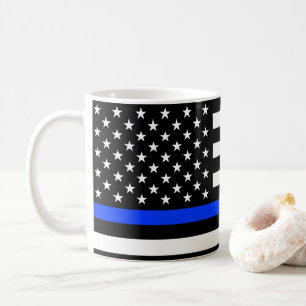 Dunne Blauwe Lijn Politie Vlag Koffiemok