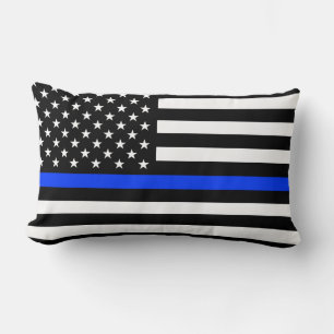 Dunne Blauwe Lijn Politie Vlag Kussen