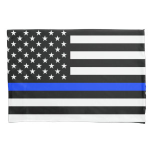 Dunne Blauwe Lijn Politie Vlag Kussensloop