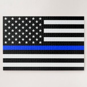 Dunne Blauwe Lijn Politie Vlag Legpuzzel