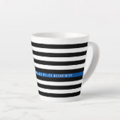 Dunne blauwe lijn politie vlag Monogram Latte Mok (Rechterhoek)