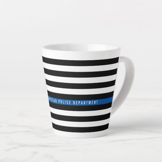 Dunne blauwe lijn politie vlag Monogram Latte Mok (Rechterhoek)