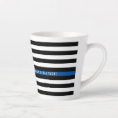 Dunne blauwe lijn politie vlag Monogram Latte Mok (Rechts)