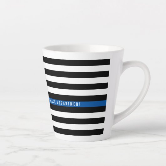 Dunne blauwe lijn politie vlag Monogram Latte Mok (Rechts)
