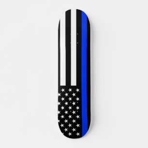 Dunne Blauwe Lijn Politie Vlag Persoonlijk Skateboard