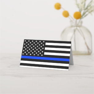 Dunne Blauwe Lijn Politie Vlag Plaatskaartje