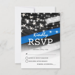 Dunne Blauwe Lijn   Politie Vlag RSVP Kaartje