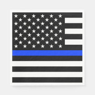 Dunne Blauwe Lijn Politie Vlag Servet