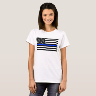 Dunne Blauwe Lijn Politie Vlag T-shirt