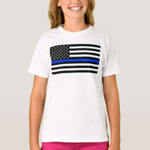 Dunne Blauwe Lijn Politie Vlag T-shirt