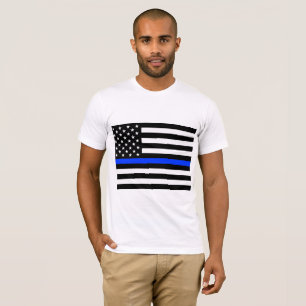 Dunne Blauwe Lijn Politie Vlag T-shirt