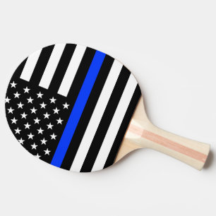 Dunne Blauwe Lijn Politie Vlag Tafeltennisbatje