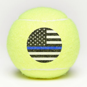 Dunne Blauwe Lijn Politie Vlag Tennisballen
