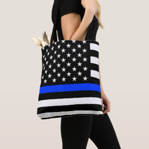 Dunne Blauwe Lijn Politie Vlag Tote Bag