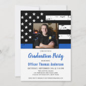 Dunne Blauwe Lijn Politieagent Foto Afstuderen Kaart (Voorkant)