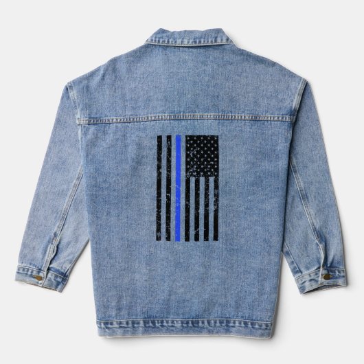 Dunne blauwe lijn - Politieagent - Noodvlag Denim Jacket (Achterkant)