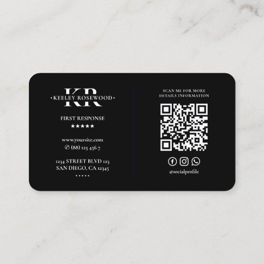 Dunne Blauwe lijn Recht Politieagent Modern Visitekaartje (Achterkant)