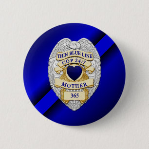 Dunne Blauwe Lijn Ronde Button 5,7 Cm