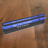 Dunne blauwe lijn - sergeant Stripes Rank Naambordje (Zijkant)