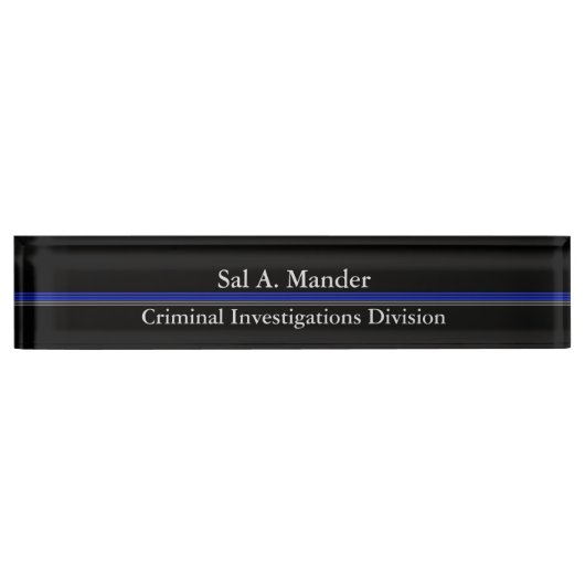 Dunne blauwe lijn - Slank Bord ontwerpnaam Naambordje (Voorkant)