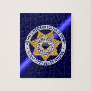 Dunne Blauwe Lijn Ster Badge Legpuzzel