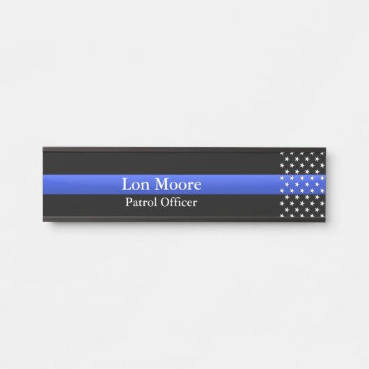 Dunne blauwe lijn - sterren deurbordje (Voorkant)