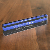 Dunne blauwe lijn - sterren naambordje (Zijkant)