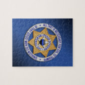 Dunne Blauwe Lijn Sterrenbadge Legpuzzel (Horizontaal)