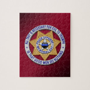 Dunne Blauwe Lijn Sterrenbadge Legpuzzel