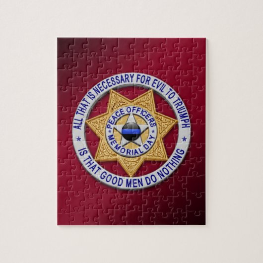 Dunne Blauwe Lijn Sterrenbadge Legpuzzel (Verticaal)