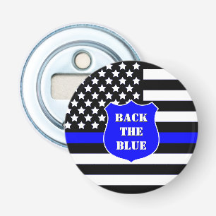 [Dunne Blauwe Lijn] Steun de Blauwe Politie Magnet Button Flesopener