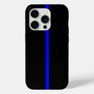 Dunne blauwe lijn Symbool op een iPhone 15 Pro Case
