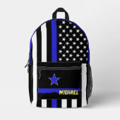 Dunne Blauwe Lijn tas, Amerikaanse Vlag politie /  Bedrukte Rugzak (Voorkant)