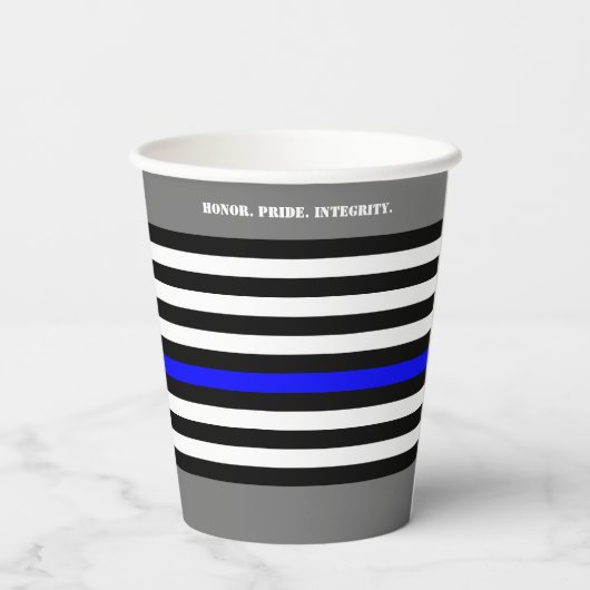 [Dunne blauwe lijn] Terug de blauwe vlag die kan w Papieren Bekers (Achterkant)