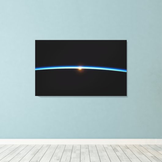 Dunne blauwe lijn verpakte canvas print (Insitu (Houten vloer))