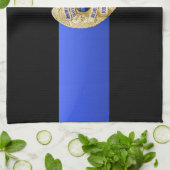 Dunne Blauwe Lijn Vlag & Badge Theedoek (Gevouwen)