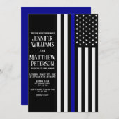 Dunne Blauwe Lijn Vlag bruiloft Kaart (Voorkant / Achterkant)