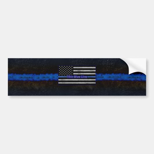 Dunne Blauwe Lijn Vlag Bumpersticker (Voorkant)