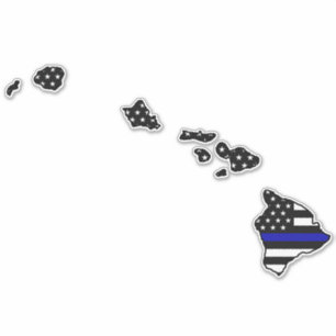 Dunne Blauwe Lijn Vlag Hawaii Sticker