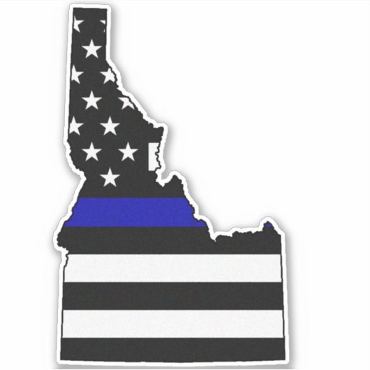 Dunne blauwe lijn vlag Idaho Sticker (Voorkant)