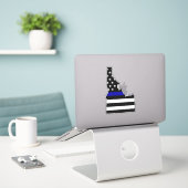Dunne blauwe lijn vlag Idaho Sticker (Laptop op bureau)
