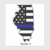 Dunne blauwe lijn vlag Illinois Sticker (Vel)