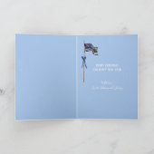 Dunne blauwe lijn vlag Kerstman sneeuwman Feestdagen Kaart (Binnen)