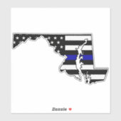 Dunne blauwe lijn vlag Maryland Sticker (Vel)