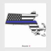 Dunne blauwe lijn vlag Massachusetts Sticker (Vel)